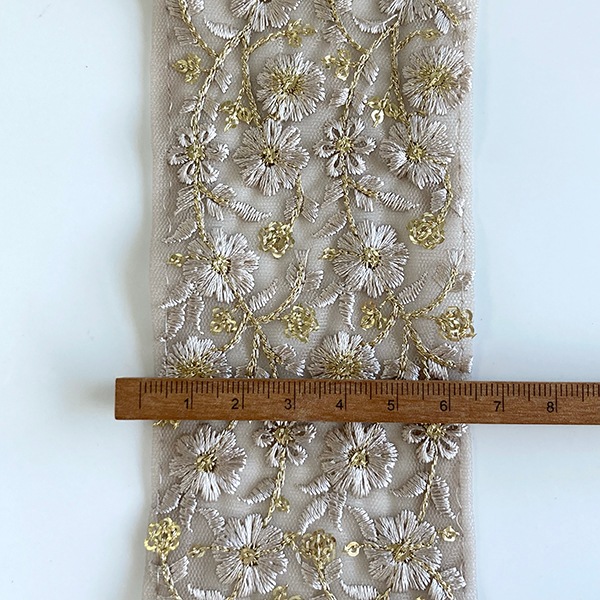 約6.5cmから7cm幅インド刺繍リボン 太幅インドリボン販売 幅広サイズ花柄刺繍テープ ヘアポニーフック資材 リボンバックチャーム 営業日即日発送