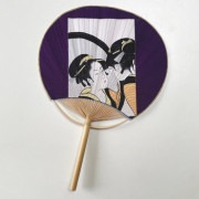 【うちわの太田屋】房州うちわ 美人画ちりめん A深紫 （浴衣地）