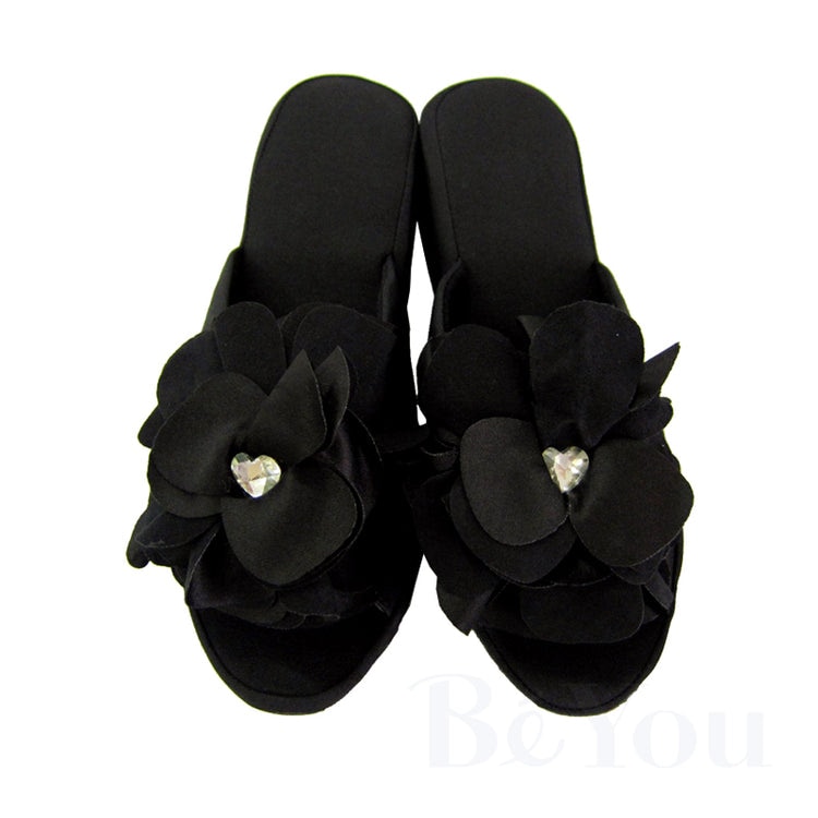 ヒールスリッパフラワー  ブラック【入荷未定】