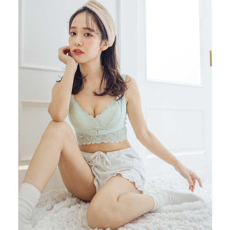 Angellir　ふんわりルームブラ・ショーツセット（ミント）L～LLサイズ Angellir（アンジェリール） ふんわりルームブラ ミントグリーン