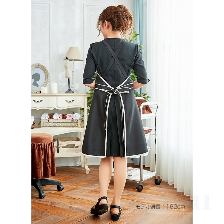 画像をギャラリービューアに読み込む, Veriella エプロン A03 ブラック×クリーム