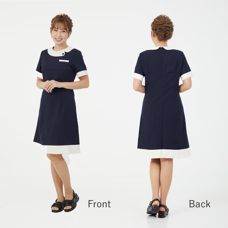 画像をギャラリービューアに読み込む, Veriella ワンピースNo.03 ネイビー×クリーム