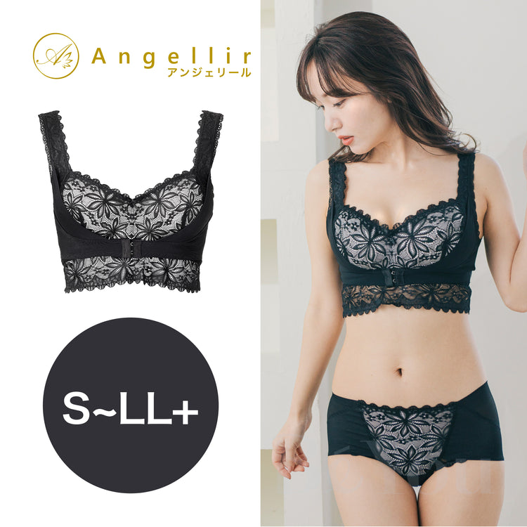 Angellir　ふんわりルームブラ・ショーツセット（ブラック）L～LLサイズ Amazon | [Angellir] [アンジェリール] ルームブラ＆newショーツセット