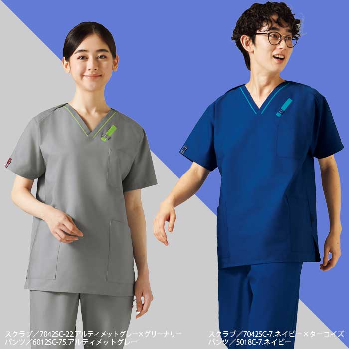 スクラブ 白衣 医療 7042SC 男女兼用 PANTONE パントン SS-4L ドクター ナース FOLK フォーク
