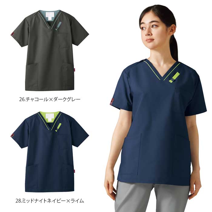 スクラブ 白衣 医療 7042SC 男女兼用 PANTONE パントン SS-4L ドクター ナース FOLK フォーク