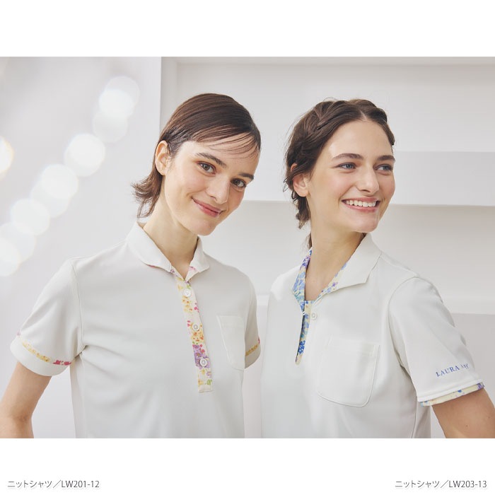 ローラアシュレイ ニットシャツ LW203 レディース 半袖 ポロシャツ 住商モンブラン 介護 医療 ナース 病院 ケア メディカル