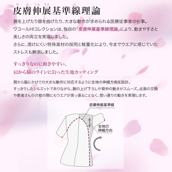 4L ワコール ドクターコート 白衣 医療 レディース HI404 おしゃれ 診察衣 ドクター ナース クリニック 制服 ユニフォーム FOLK フォーク Wacoal