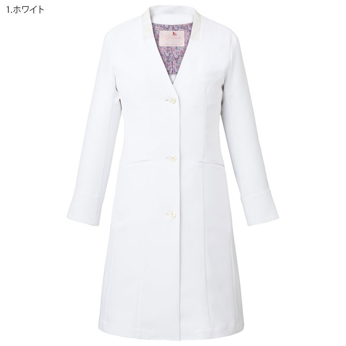 4L ワコール ドクターコート 白衣 医療 レディース HI404 おしゃれ 診察衣 ドクター ナース クリニック 制服 ユニフォーム FOLK フォーク Wacoal