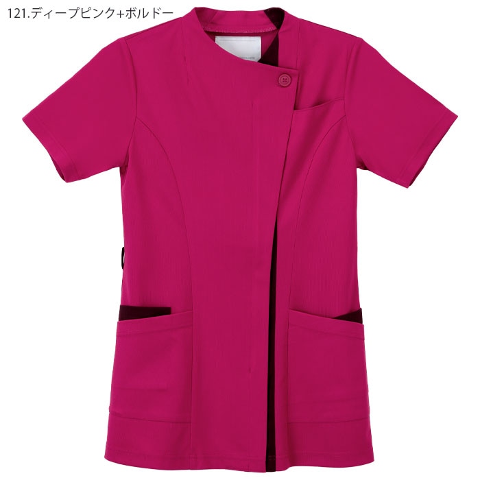 ナガイレーベン スクラブ 白衣 RF5157 女性用 レディース ジップアップ ファスナー開き 接触冷感 ニット素材 半袖 Naway ナース 医療 病院 メディカル 制服 ユニフォーム