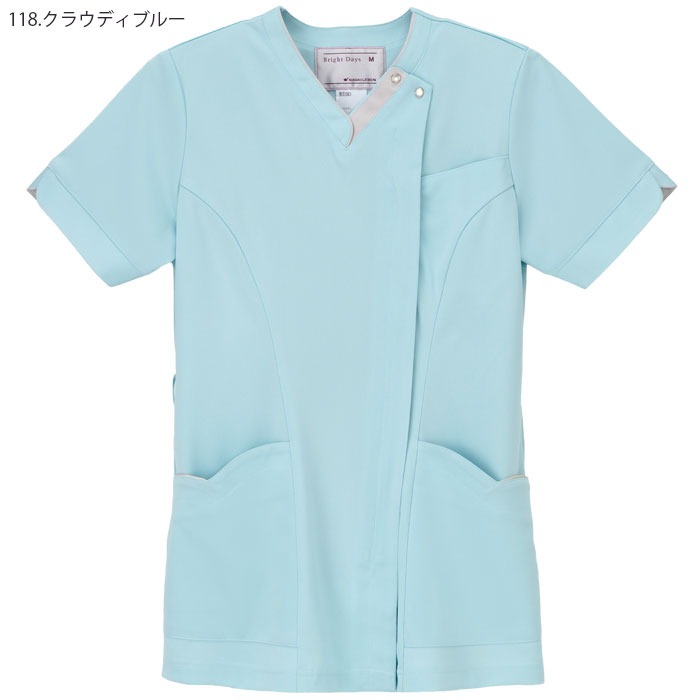 BD6132 ナガイレーベン スクラブ 白衣 女性用 医療 ナースウェア 半袖 PHSポケット きれい おしゃれ ループ付き ペン差し 制菌加工 ナガイレーベン BD6132 スクラブ 白衣 女性用 医療 ナースウェア