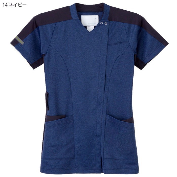 ナガイレーベン ニットシャツ JM3132 男女兼用 ジップアップ ファスナー開き ニット素材 半袖 Naway 介護 ケア ナース 医療 病院 メディカル 制服 ユニフォーム