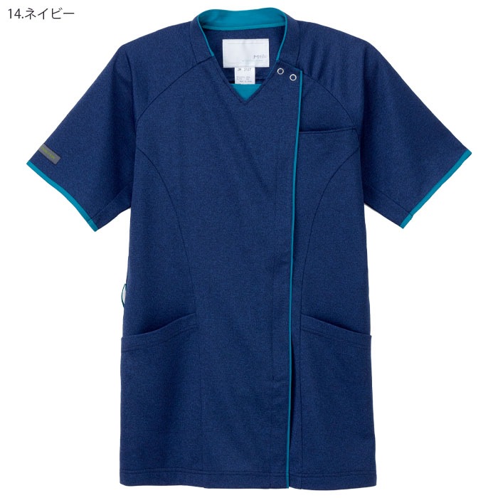 ナガイレーベン ニットシャツ JM3127 男女兼用 ジップアップ ファスナー開き ニット素材 半袖 Naway 介護 ケア ナース 医療 病院 メディカル 制服 ユニフォーム