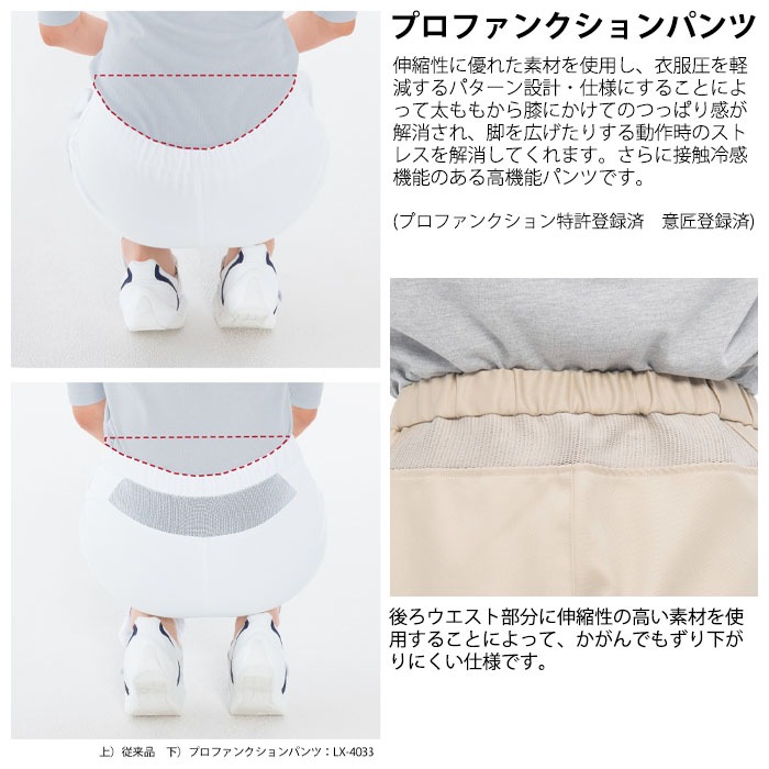 ナガイレーベン レディースパンツ YS2988 接触冷感 ストレッチ ウエスト総ゴム Naway 介護 ケア ナース 医療 病院 メディカル 制服 ユニフォーム