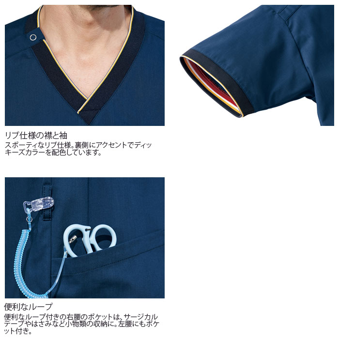 ディッキーズ スクラブ 白衣 医療 7084SC 男女兼用 ブラック ネイビー SS-4L ドクター ナース 病院 FOLK フォーク
