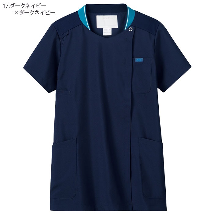 受注生産 スクラブ 前開き 白衣 医療 レディース 7043SC ジップスクラブ 背中ニット ドクター ナース クリニック 歯科 制服 ユニフォーム FOLK フォーク 大きいサイズ