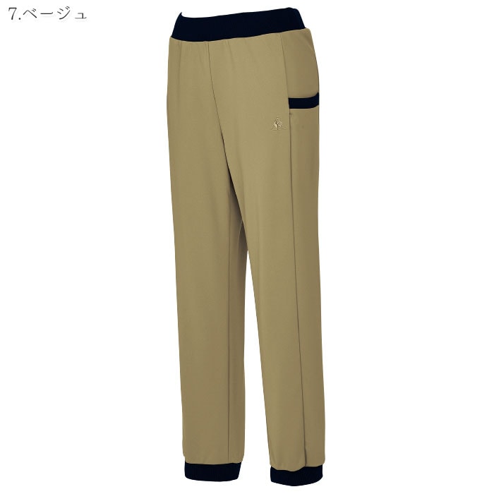 ルコックスポルティフ クロップドパンツ UZL2042 レディース 7号-19号 ネイビー ベージュ ニット ジャージ LE COQ SPORTIF 介護 メディカル ケア