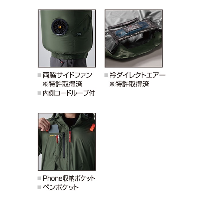 BURTLE バートル　空調服　サイドファン バートル AC2074SET [春夏用]エアークラフトセット サイドファン
