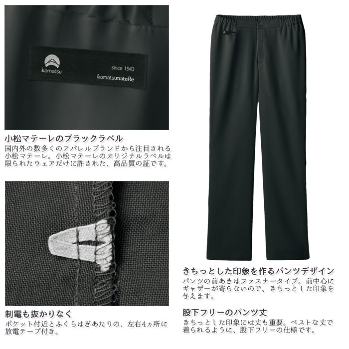 メンズパンツ 5025SC S-4L チャコールグレー ダークネイビー 両脇後ろゴム 高級 スクラブパンツ 白衣 ドクター FOLK フォーク