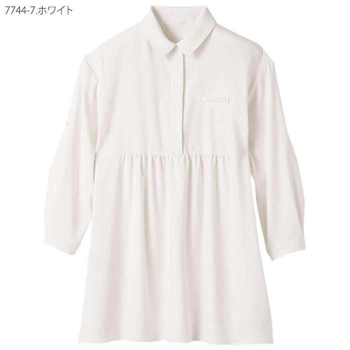 チュニックシャツ 7744 七分袖 袖ロールアップ 日本製 レディース 女性用 S-3L 接客 サロン ヘルスケア ハネクトーン早川 カウンタービズ 制服 ユニフォーム