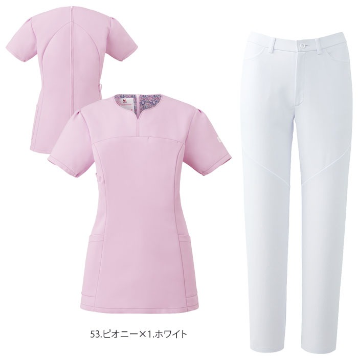 スクラブ 上下セット ワコール 白衣 医療 HI707 HI301 レディース 女性 おしゃれ FOLK ナース クリニック 歯科