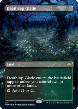 MTG 死天狗茸の林間地 Foil ボーダレス ロシア語 英】死天狗茸の林間地/Deathcap Glade[土地R]【VOW】[ボーダーレス