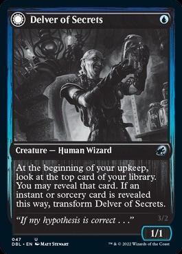 英】秘密を掘り下げる者/Delver of Secrets[青U]【DBL-MID