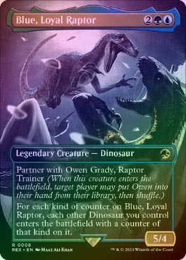 FOIL】【英】忠実なラプトル、ブルー/Blue, Loyal Raptor[多色R]【REX 