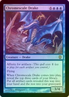 【ご確認用】ダークスティール foil 金属鱗のドレイク 英語 1枚　MTG FOIL】【英】金属鱗のドレイク/Chromescale Drake[青R]【DST