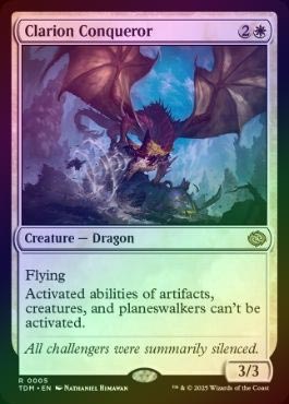 鳴り渡る龍哮の征服者　ハロー　foil 英語版 FOIL】【英】鳴り渡る龍哮の征服者/Clarion Conqueror[白R]【TDM