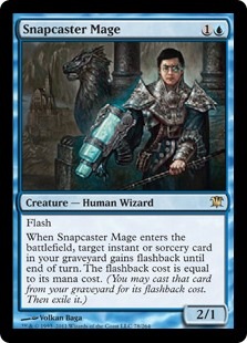MTG/ISD/瞬唱の魔道士/Snapcaster Mage/青/日本語/4枚 ☆特価品 PWシンボル付き☆【英】瞬唱の魔道士/Snapcaster Mage