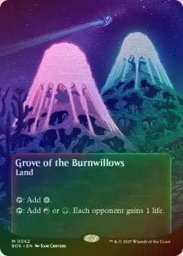 MTG 燃え柳の木立ち ZNE Foil 4枚セット EX+](フルアート)燃え柳の木立ち/Grove of the Burnwillows