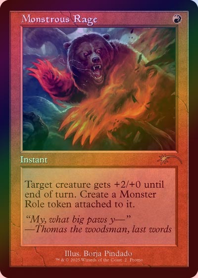 ★ポイント10％還元中★《イベント配布》【FOIL】【英】巨怪の怒り/Monstrous Rage[赤P]【旧枠】 | スタンダード,エル ...