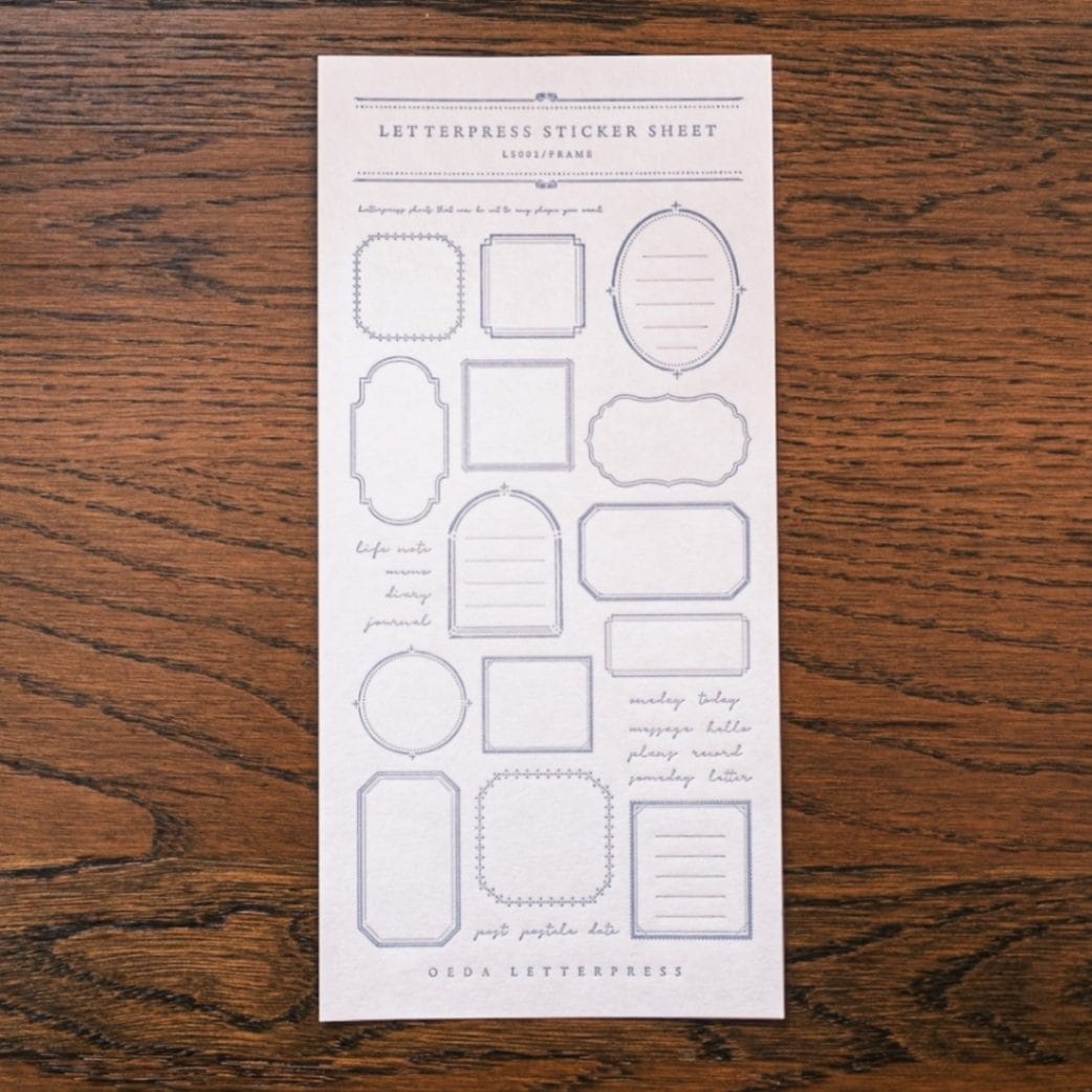 【限定色】LETTERPRESS sticker sheet【FRAME / Pale blue】