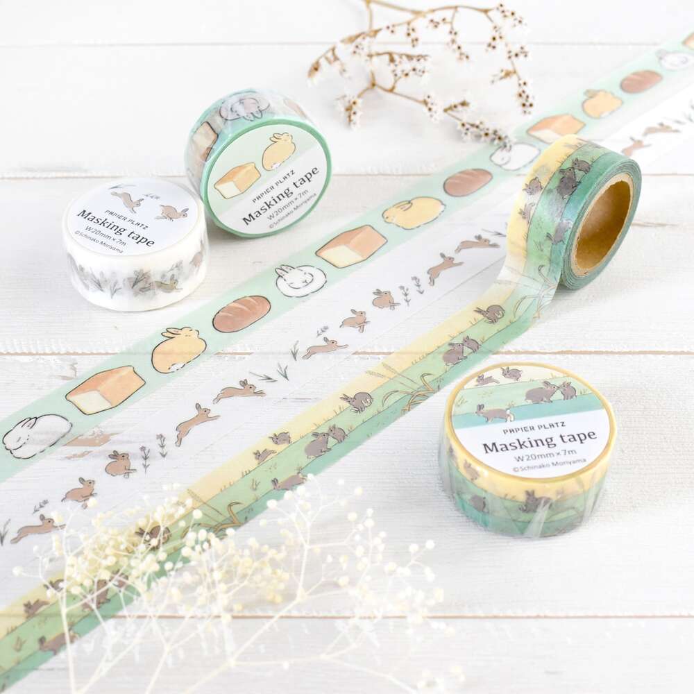 【新商品】森山標子 マスキングテープ うさぎと草原