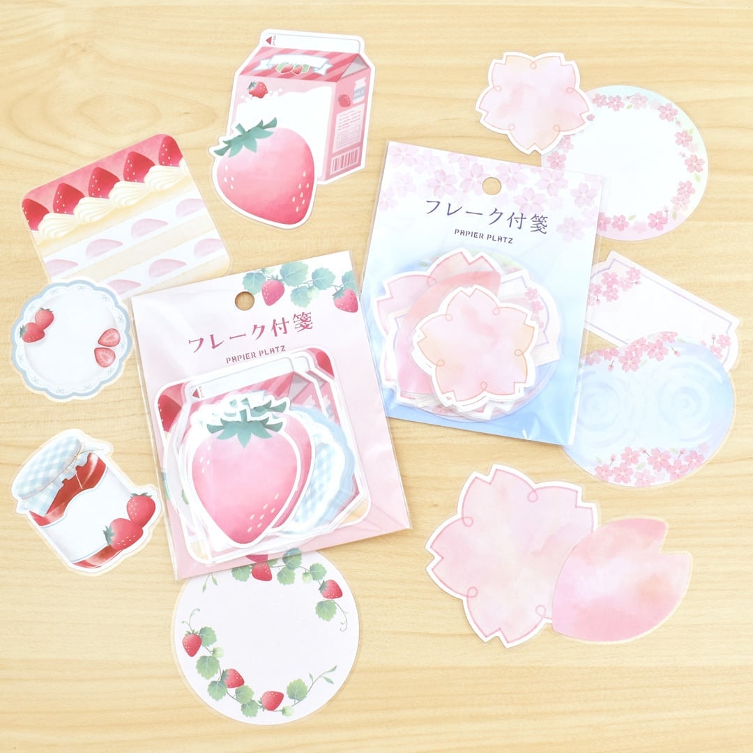 【新商品】Natsunoka フレーク付箋 いちご／さくら