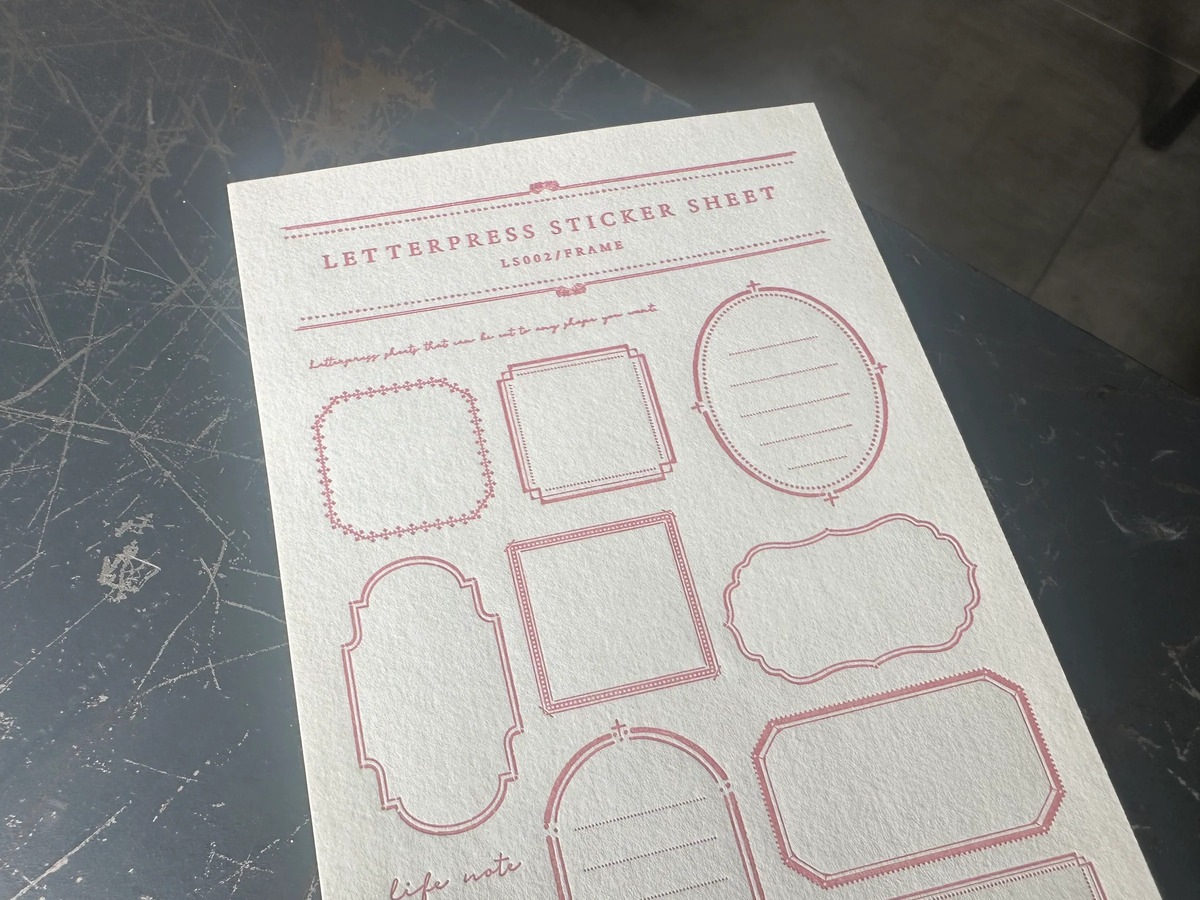 【限定色】LETTERPRESS sticker sheet【FRAME / Rose pink】
