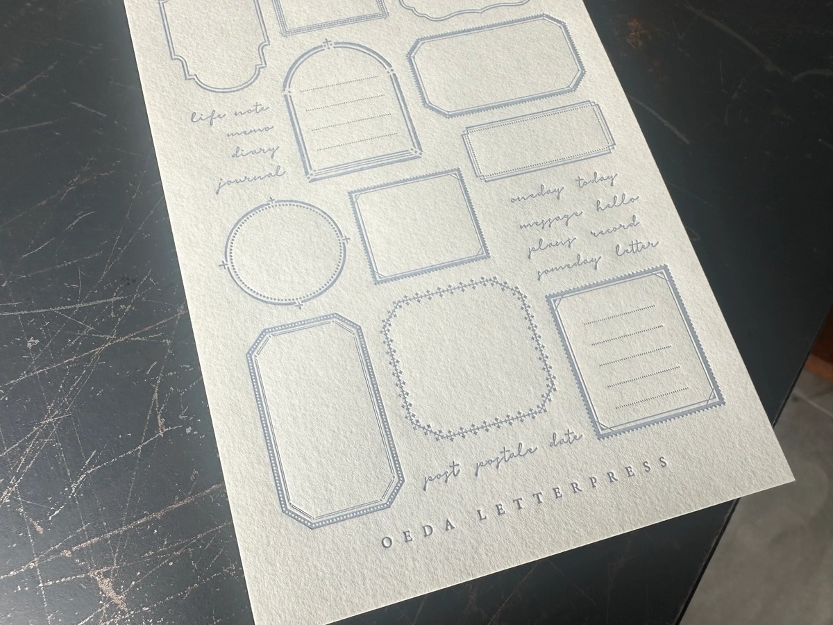 【限定色】LETTERPRESS sticker sheet【FRAME / Pale blue】