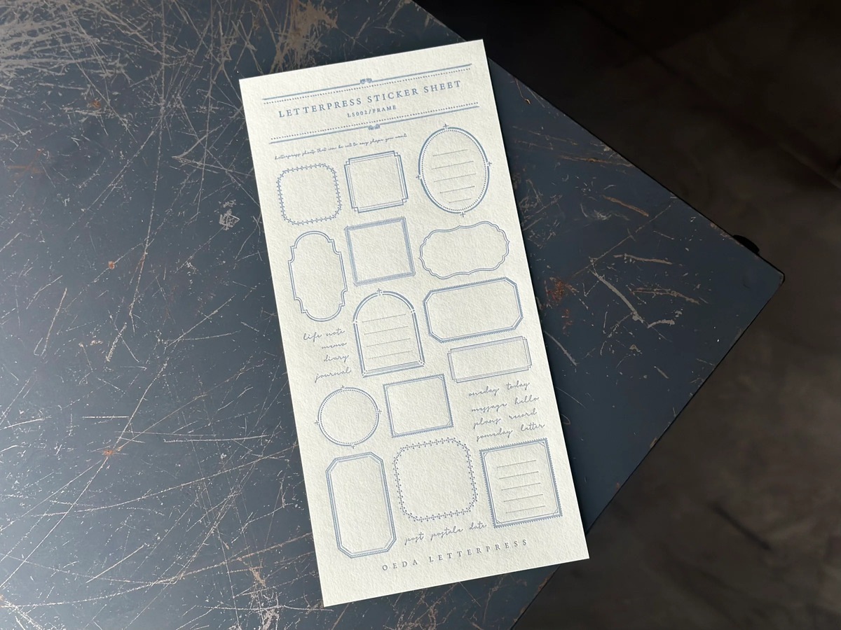 【限定色】LETTERPRESS sticker sheet【FRAME / Pale blue】