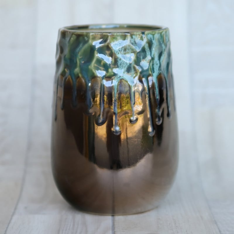 Bling Copper ceramic vase round high L