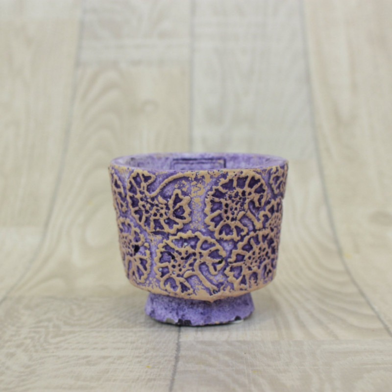Farah purple Cement pattern Pot round XS