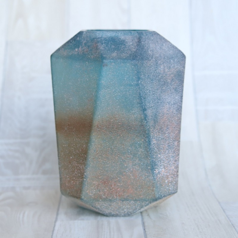 Dough Blue geomatric glass vase high S