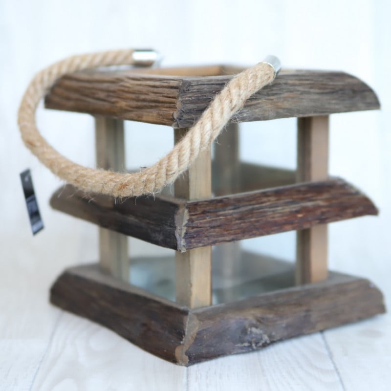 Houston Brown wood lantern glass thick