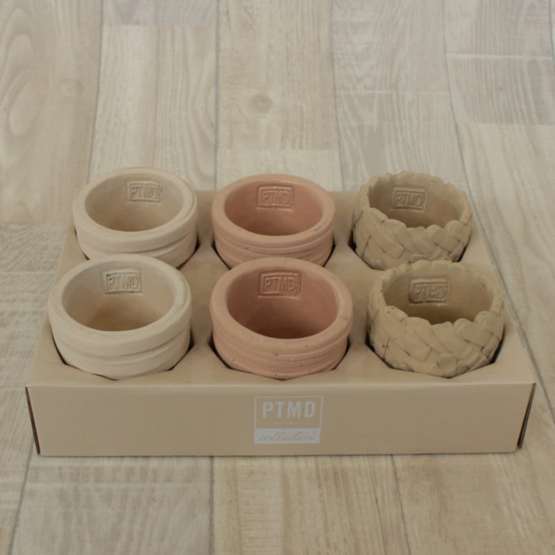 Tray6 cement mini pots beige