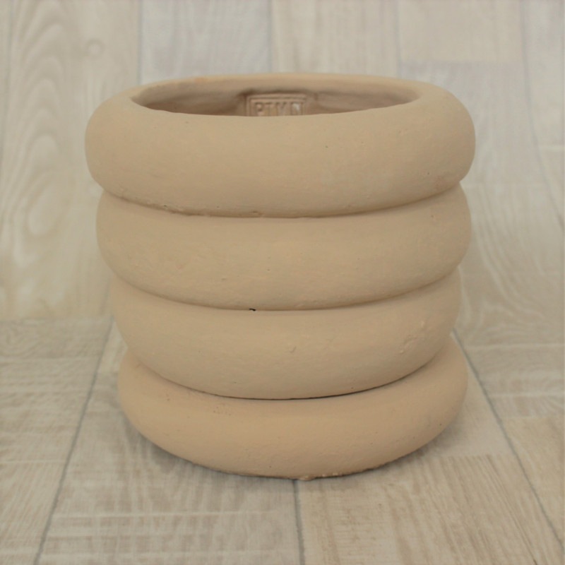Vinnie cement pot big ridges L Beige