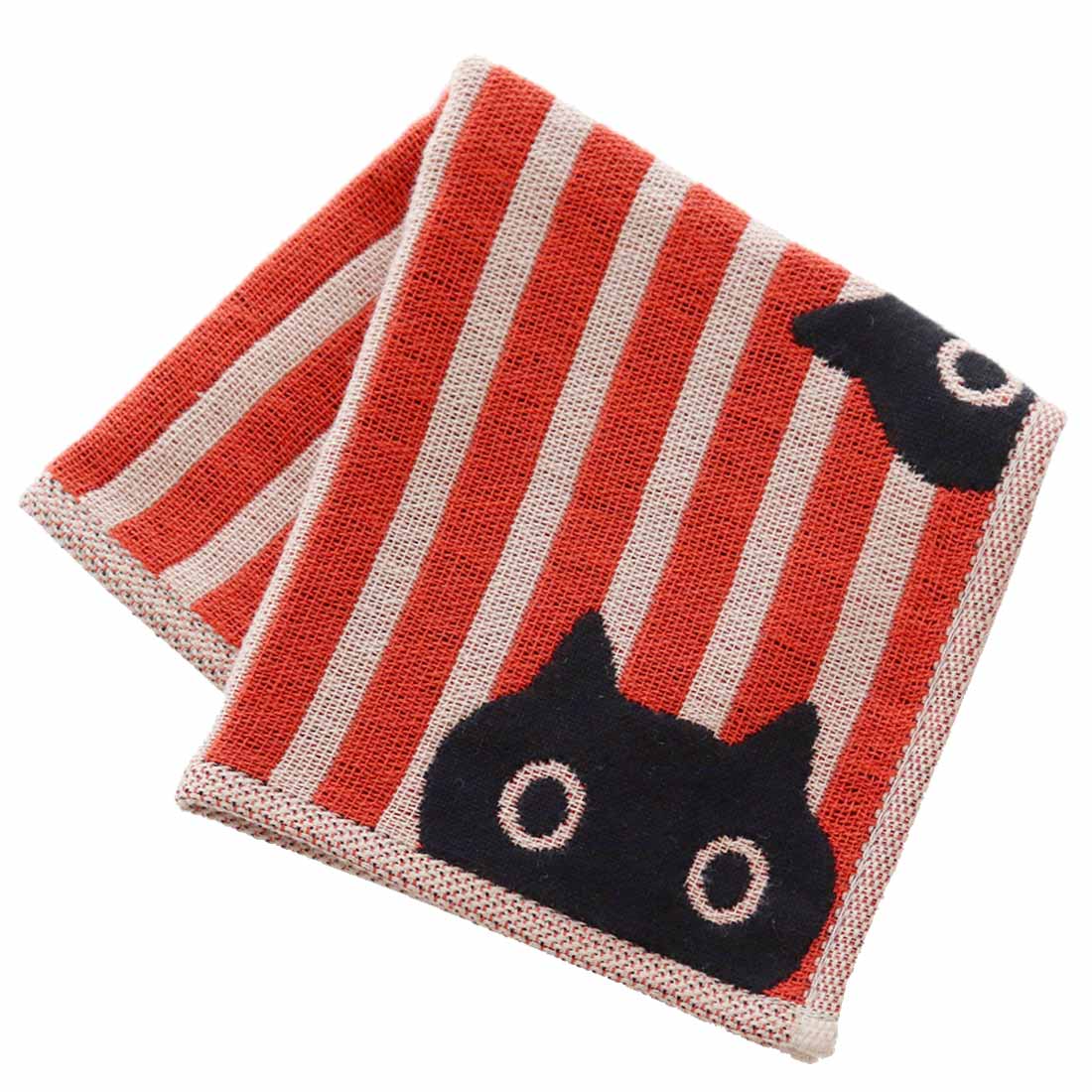 アツコマタノ 三重ガーゼハンカチ ストライプ MEME オレンジ 【Atsuko