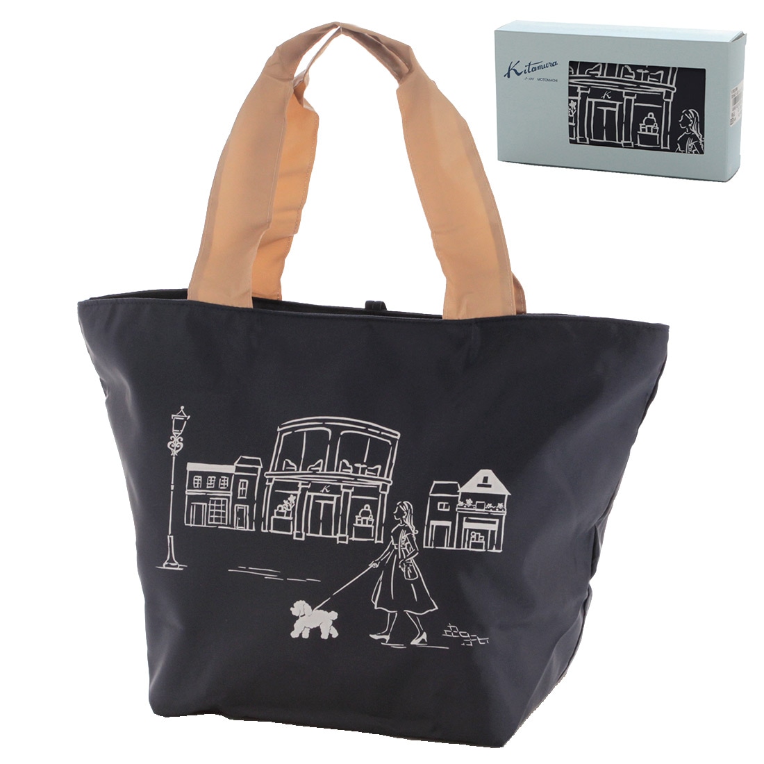 キタムラ エコバッグ/マイバッグ 街並み （パッケージ入り） ネイビー