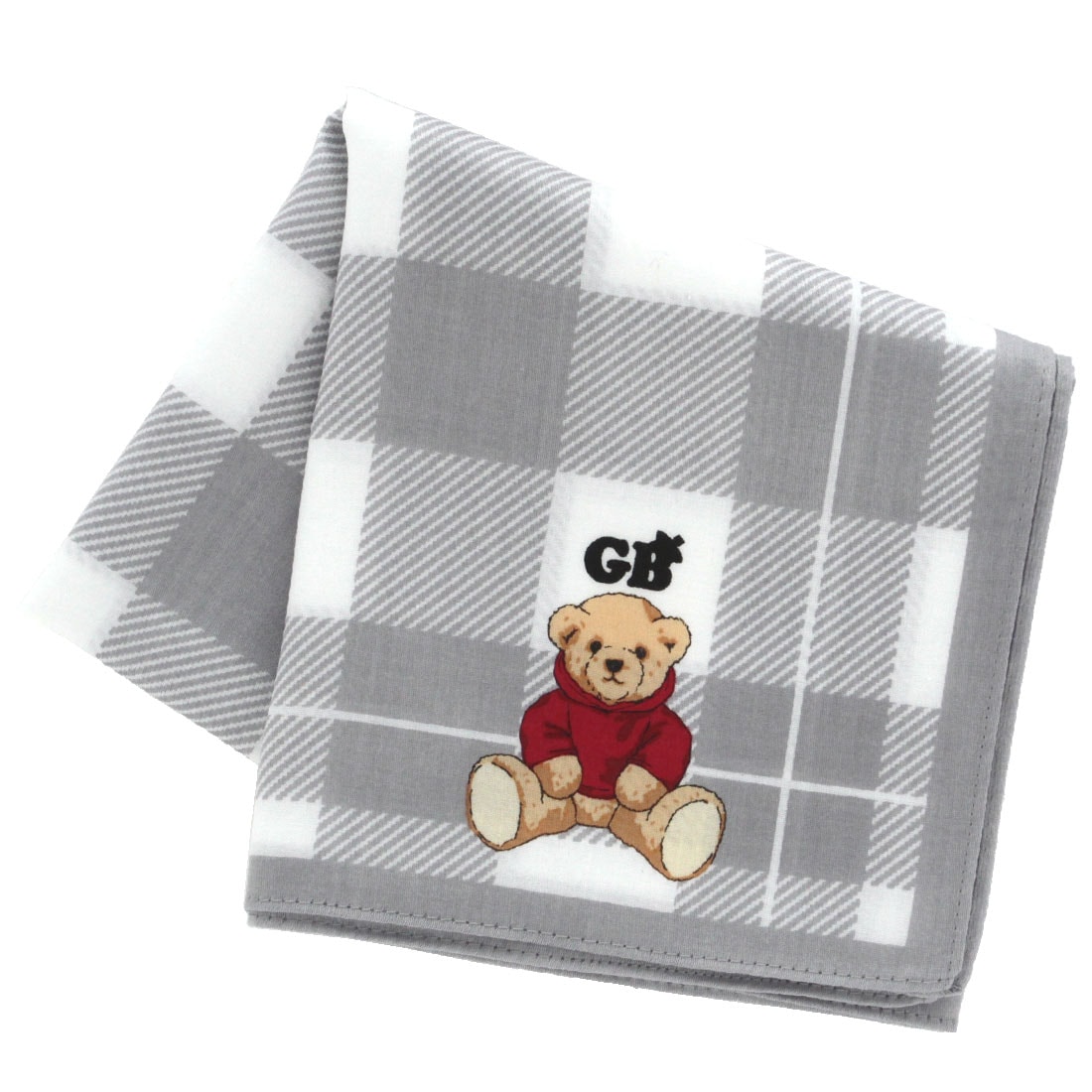 新品 Burberrys テディベアファミリー ハンカチ シルク混 ヴィンテージ