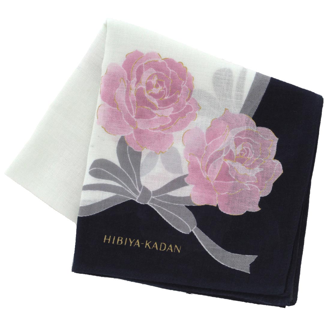 ヒビヤカダン 大判 ガーゼハンカチ（58cm）ミモザ アイボリー 【日比谷