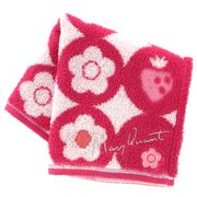 マリークワント　タオルハンカチ　デイジーとイチゴ　レッド　【MARY QUANT　マリクワ】