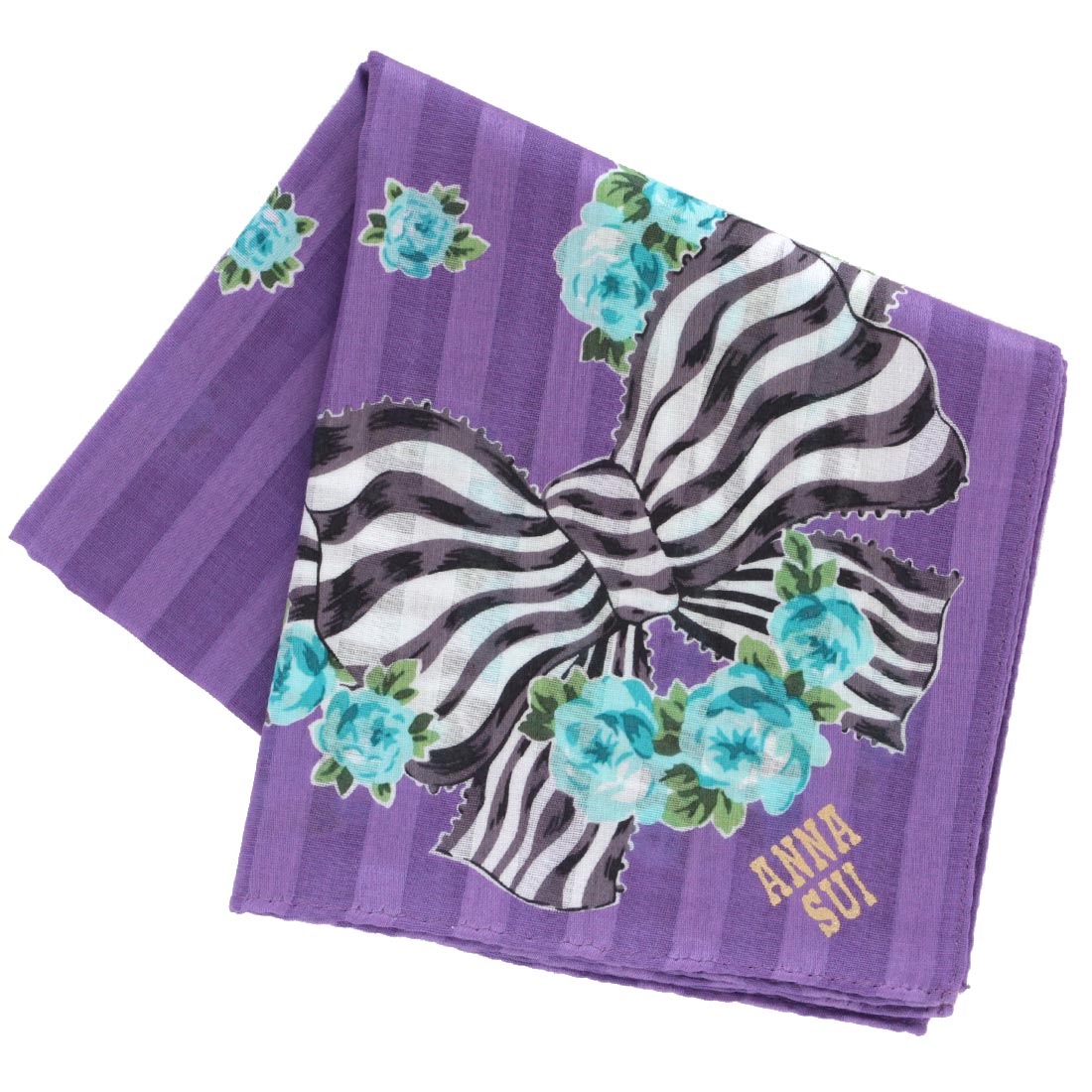 アナ スイ タオルハンカチ ハートアップリケ ブラック 【アナスイ ANNA